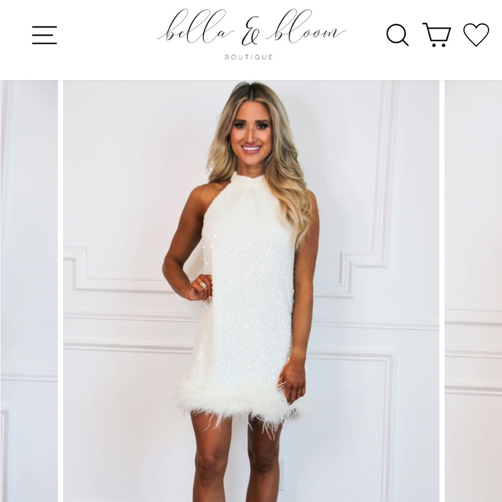 NWT Bella and Bloom high neck sequin feather dress